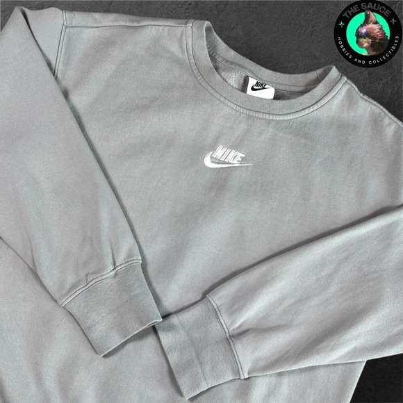 Nike Other - Nike Crewneck Sweatshirt Youth‎ Large Gray Embroidered Logo Big Swoosh Retro Gym